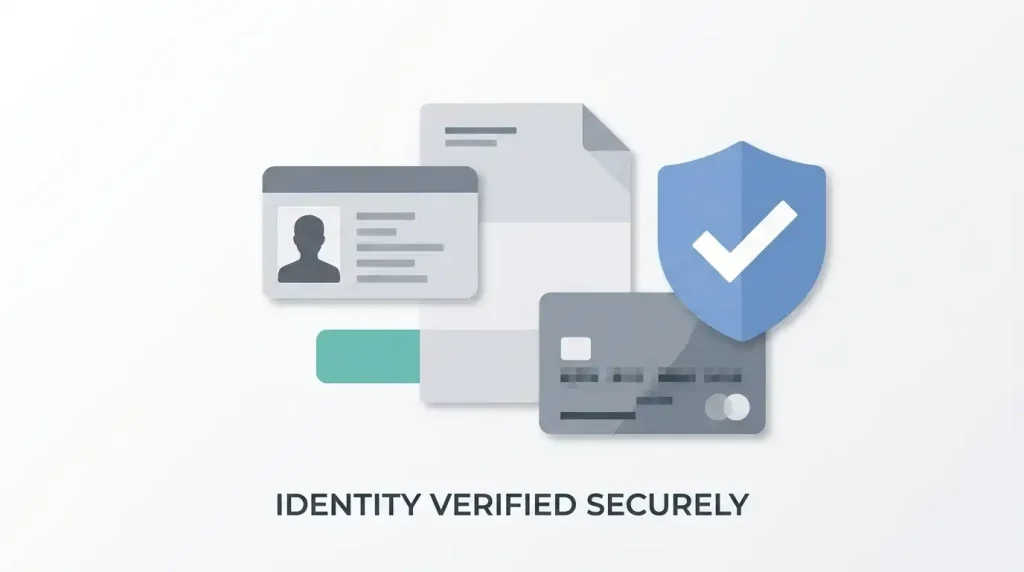 Conceptual account security illustration with profile, limits and support symbols