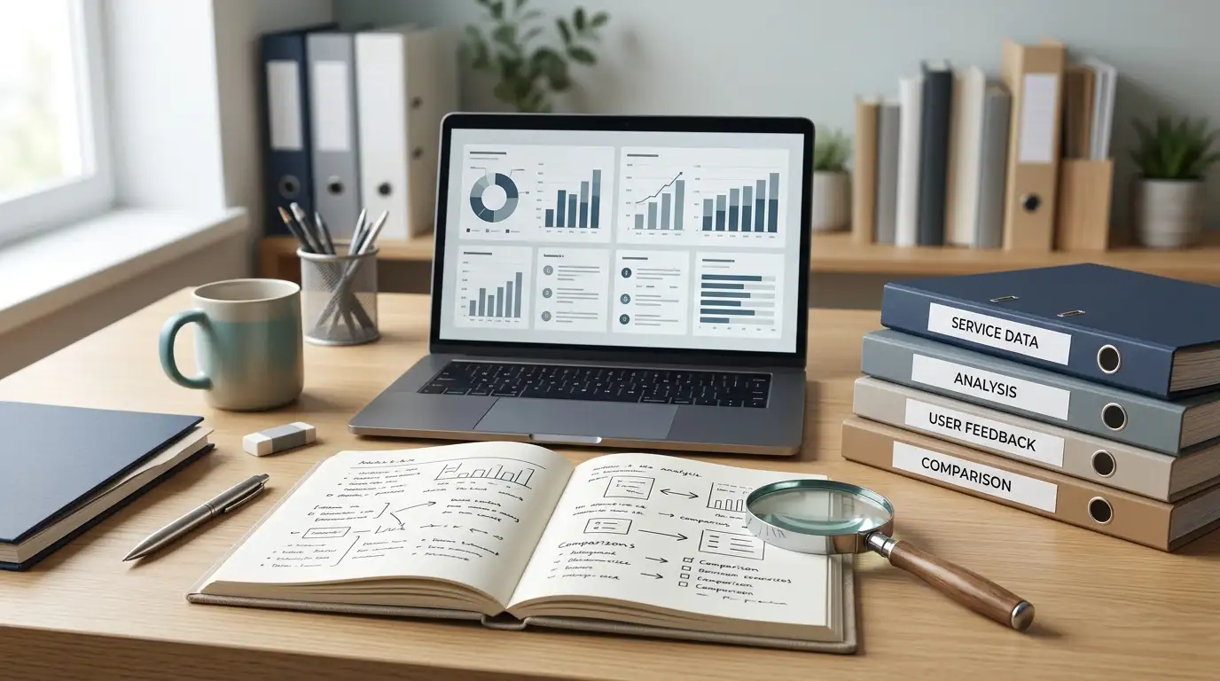 Editorial research desk representing a structured review of an online casino